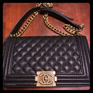 Quilted Boy Style Chain Bag.